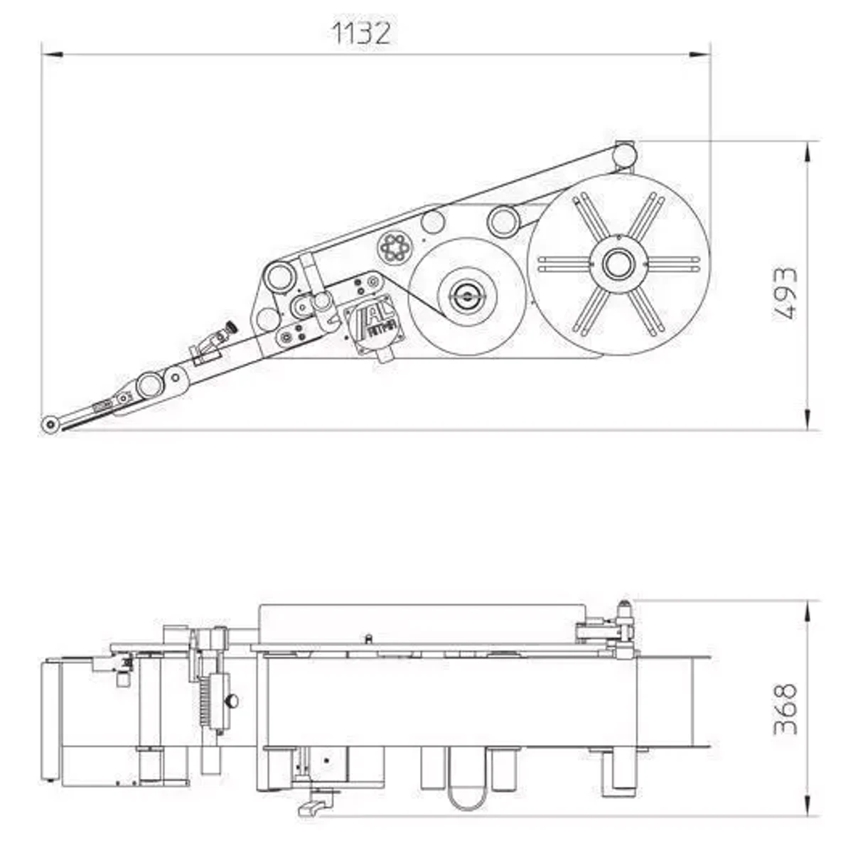 Plan d'encombrement etiqueteuse ALritma ALTECH