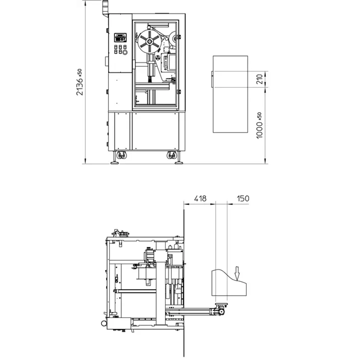 Plan d'encombrement systeme ALcode P ALTECH