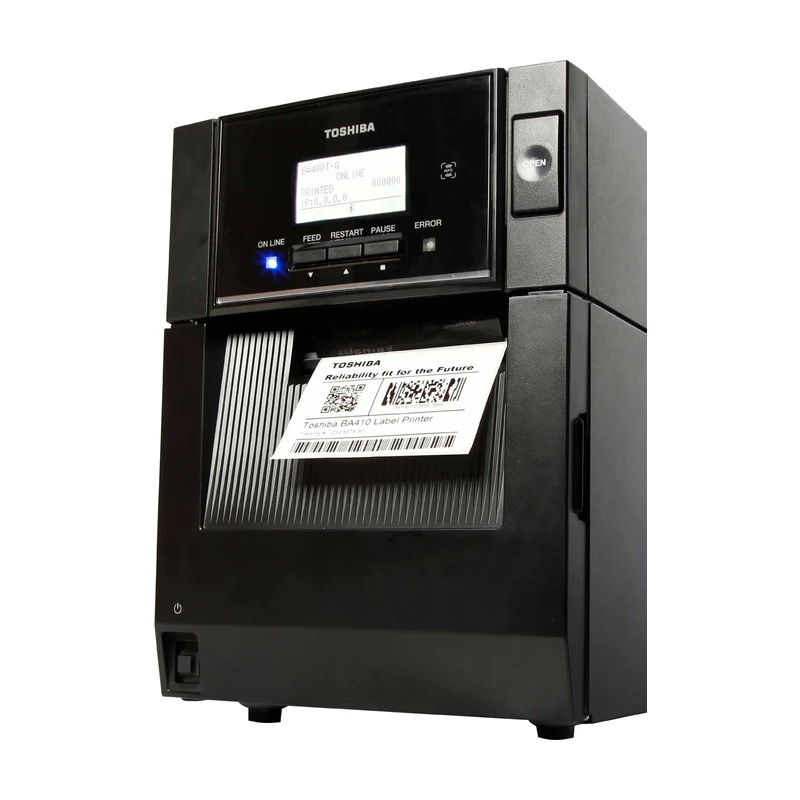 Imprimante d'étiquettes industrielle TOSHIBA TEC série BA400, transfert thermique 4 pouces avec étiquette en sortie