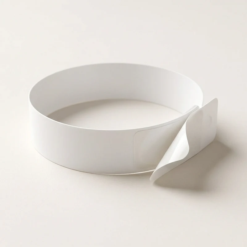 Bracelet d'identification patient en polypropylène blanc, languette adhésive de fermeture décollée de son support