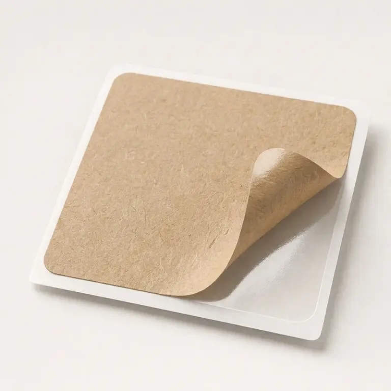 Gros plan d'une étiquette adhésive en papier kraft