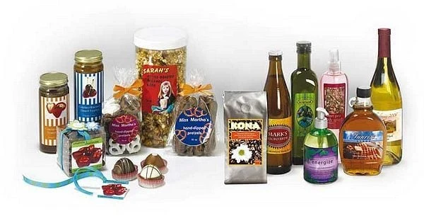 Exemples de produits alimentaires et de boissons étiquetés avec la PRIMERA LX400e