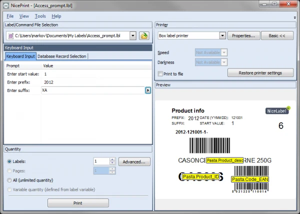 Logiciel d&rsquo;impression d&rsquo;étiquettes NiceLabel